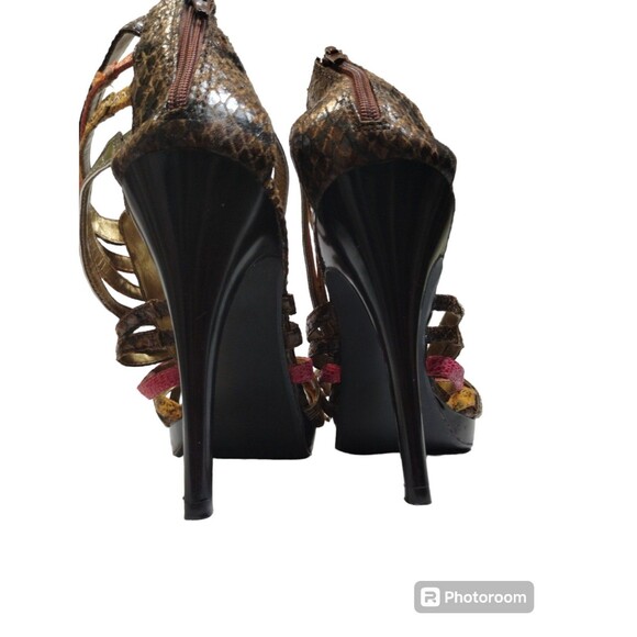 Strappy Sandals Woman's 7 Reptile Print Zip Heel Gladiator 5" Heel Dance Shows - Picture 5 of 10